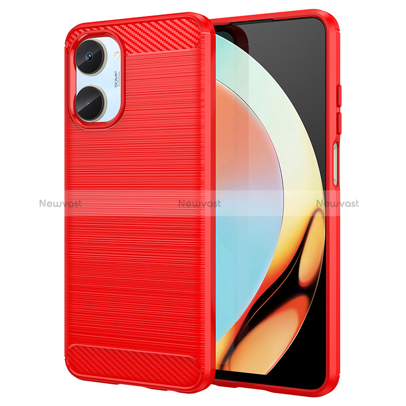 Silicone Candy Rubber TPU Line Soft Case Cover for Realme 10 4G Red