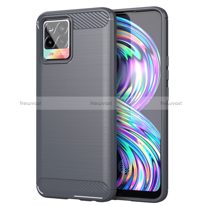 Silicone Candy Rubber TPU Line Soft Case Cover for Realme 8 4G Gray