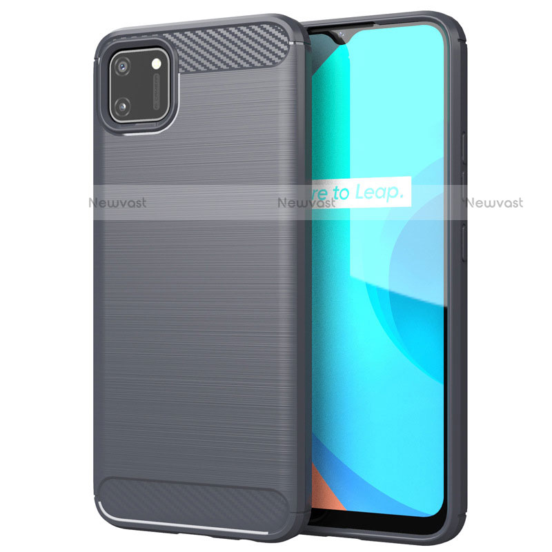 Silicone Candy Rubber TPU Line Soft Case Cover for Realme C11 Gray