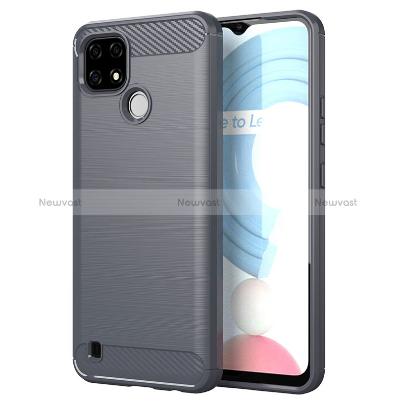 Silicone Candy Rubber TPU Line Soft Case Cover for Realme C25Y India Gray