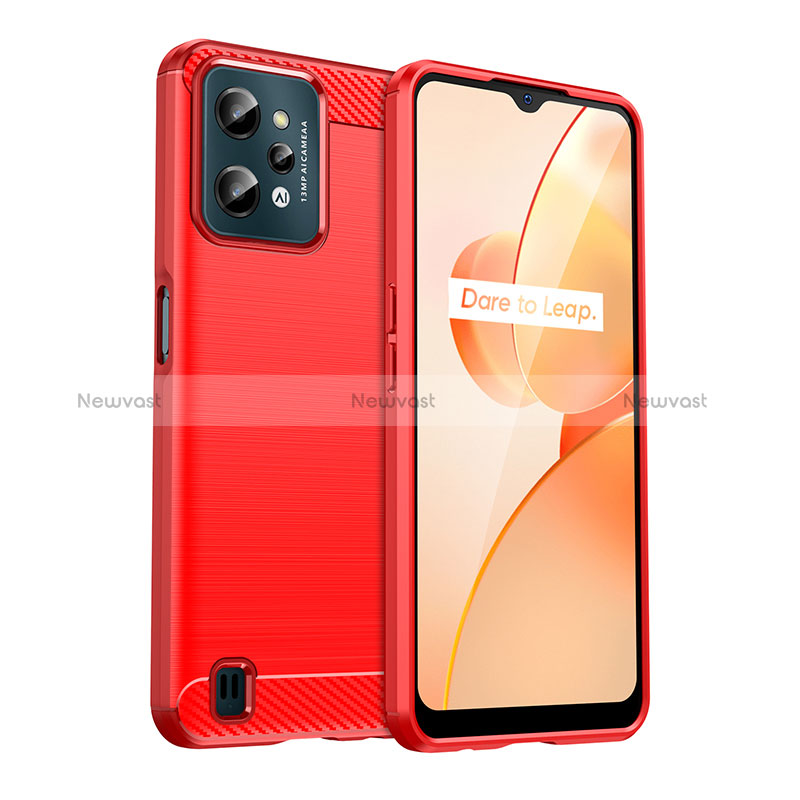 Silicone Candy Rubber TPU Line Soft Case Cover for Realme C31 Red