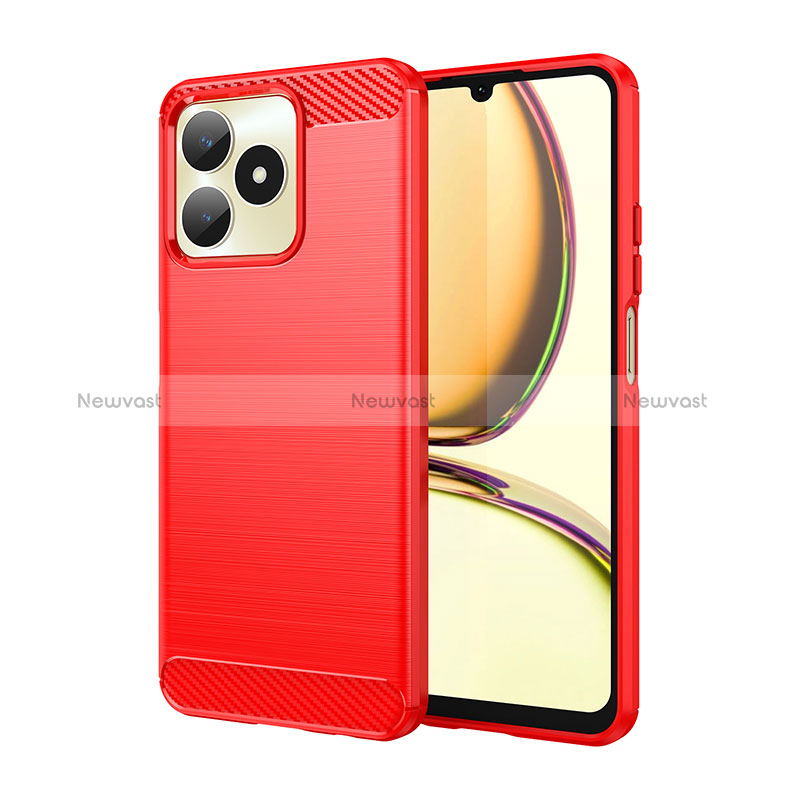 Silicone Candy Rubber TPU Line Soft Case Cover for Realme C51 Red