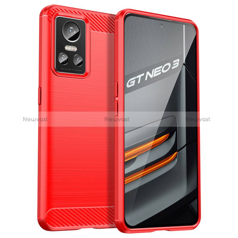 Silicone Candy Rubber TPU Line Soft Case Cover for Realme GT Neo3 5G Red