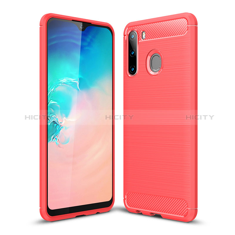 Silicone Candy Rubber TPU Line Soft Case Cover for Samsung Galaxy A21 European Red