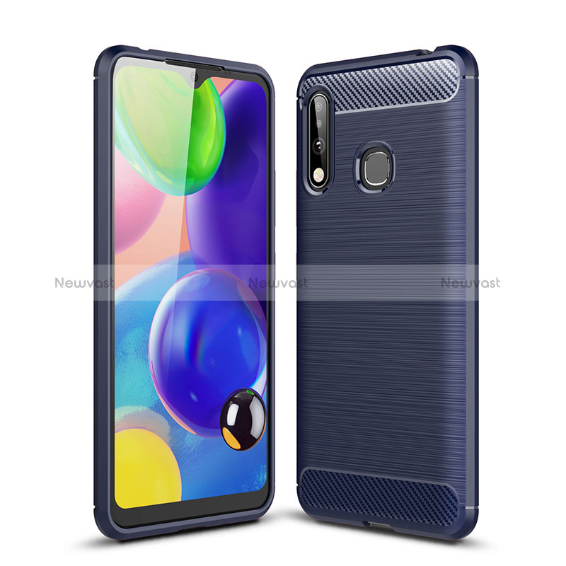 Silicone Candy Rubber TPU Line Soft Case Cover for Samsung Galaxy A70E Blue
