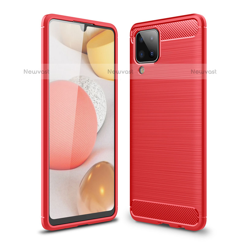 Silicone Candy Rubber TPU Line Soft Case Cover for Samsung Galaxy F12 Red
