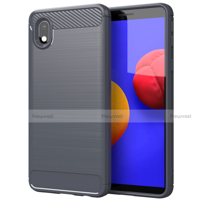 Silicone Candy Rubber TPU Line Soft Case Cover for Samsung Galaxy M01 Core Gray