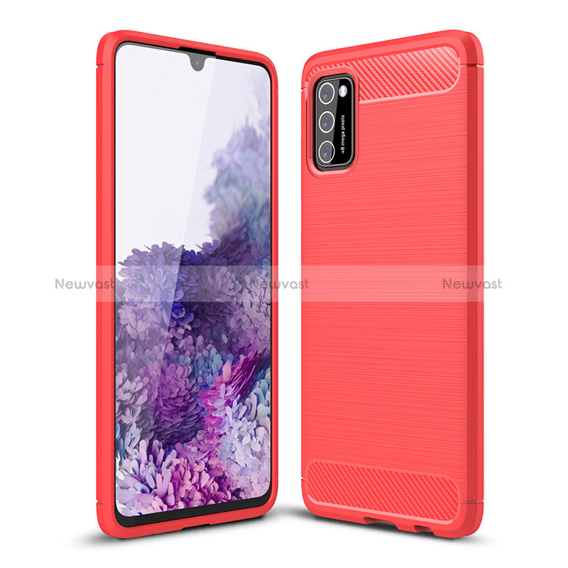 Silicone Candy Rubber TPU Line Soft Case Cover for Samsung Galaxy M02s Red