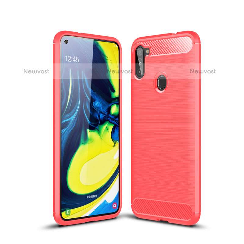 Silicone Candy Rubber TPU Line Soft Case Cover for Samsung Galaxy M11 Red