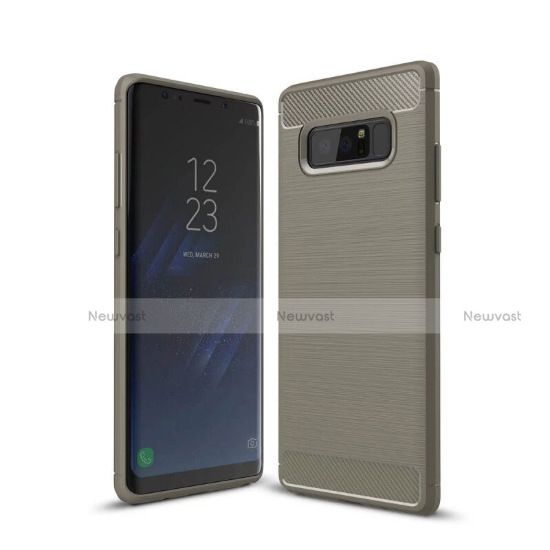 Silicone Candy Rubber TPU Line Soft Case Cover for Samsung Galaxy Note 8 Duos N950F Gray