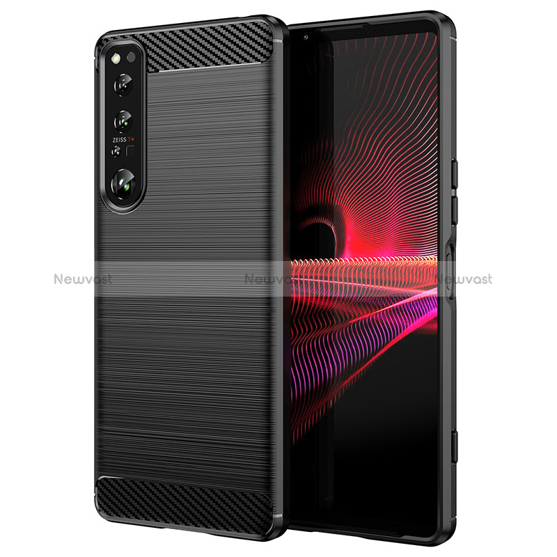 Silicone Candy Rubber TPU Line Soft Case Cover for Sony Xperia 1 IV Black