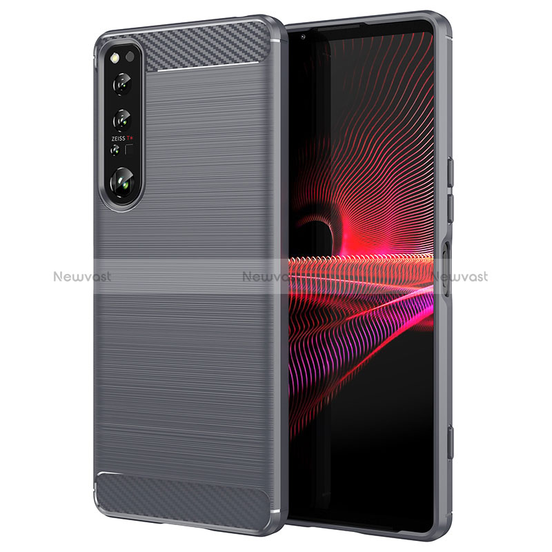 Silicone Candy Rubber TPU Line Soft Case Cover for Sony Xperia 1 IV SO-51C Gray