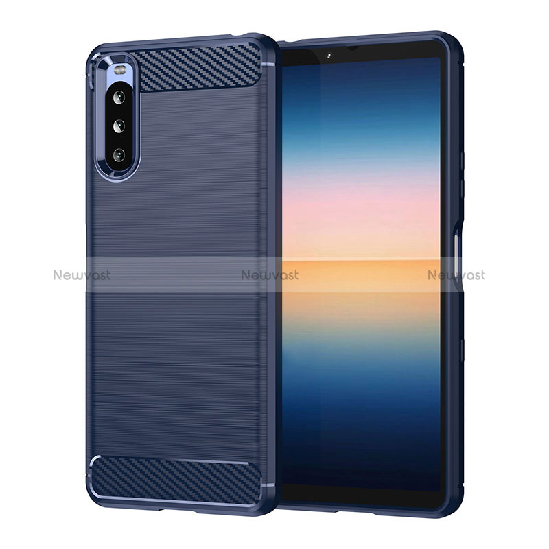 Silicone Candy Rubber TPU Line Soft Case Cover for Sony Xperia 10 III SOG04 Blue