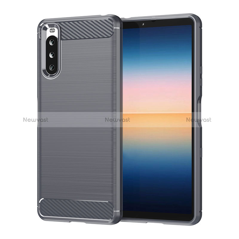 Silicone Candy Rubber TPU Line Soft Case Cover for Sony Xperia 10 III SOG04 Gray