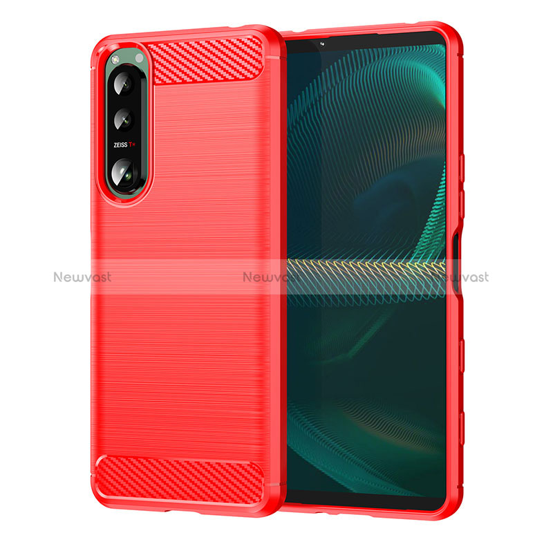 Silicone Candy Rubber TPU Line Soft Case Cover for Sony Xperia 5 III Red