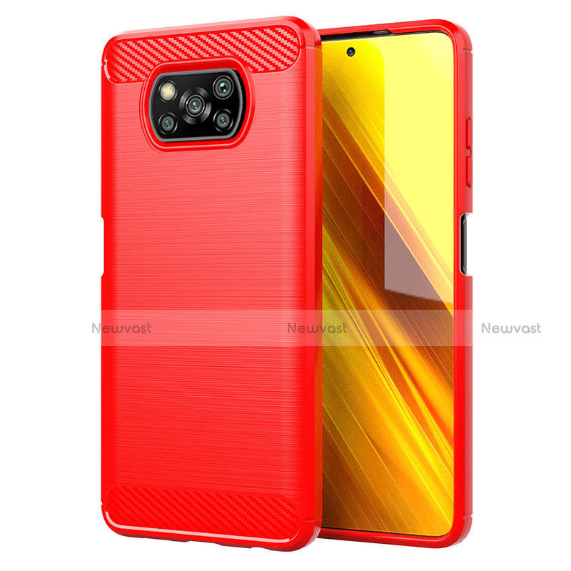 Silicone Candy Rubber TPU Line Soft Case Cover for Xiaomi Poco X3 NFC Red