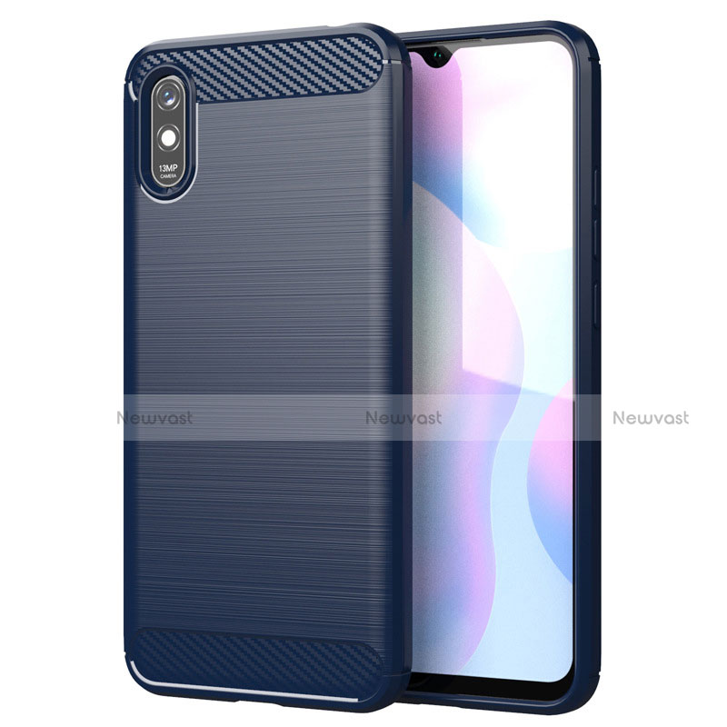 Silicone Candy Rubber TPU Line Soft Case Cover for Xiaomi Redmi 9A Blue