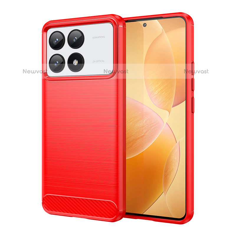 Silicone Candy Rubber TPU Line Soft Case Cover for Xiaomi Redmi K70E 5G Red