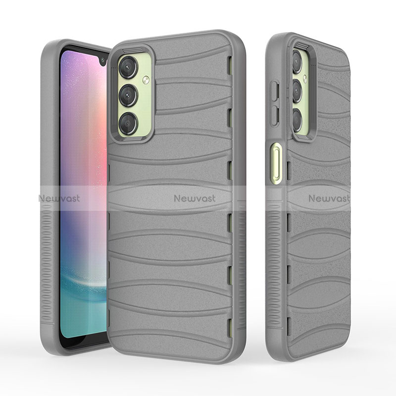 Silicone Candy Rubber TPU Line Soft Case Cover KC1 for Samsung Galaxy A24 4G Gray