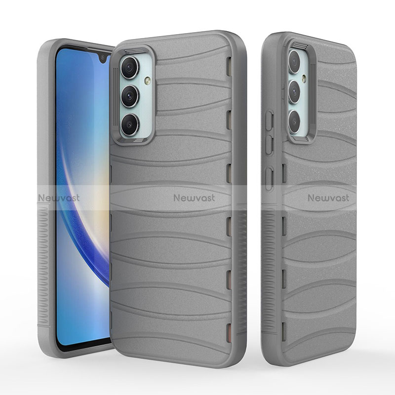 Silicone Candy Rubber TPU Line Soft Case Cover KC1 for Samsung Galaxy A34 5G Gray