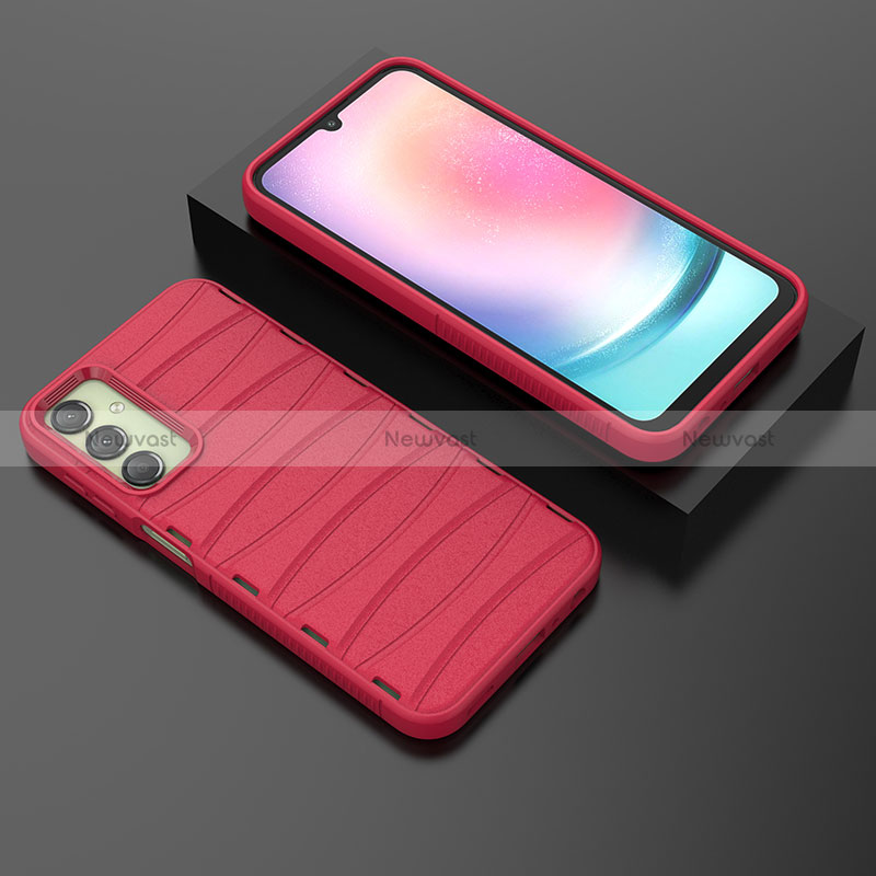 Silicone Candy Rubber TPU Line Soft Case Cover KC2 for Samsung Galaxy A24 4G Red