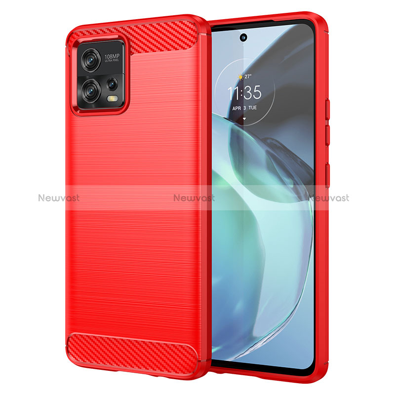 Silicone Candy Rubber TPU Line Soft Case Cover MF1 for Motorola Moto G72 Red