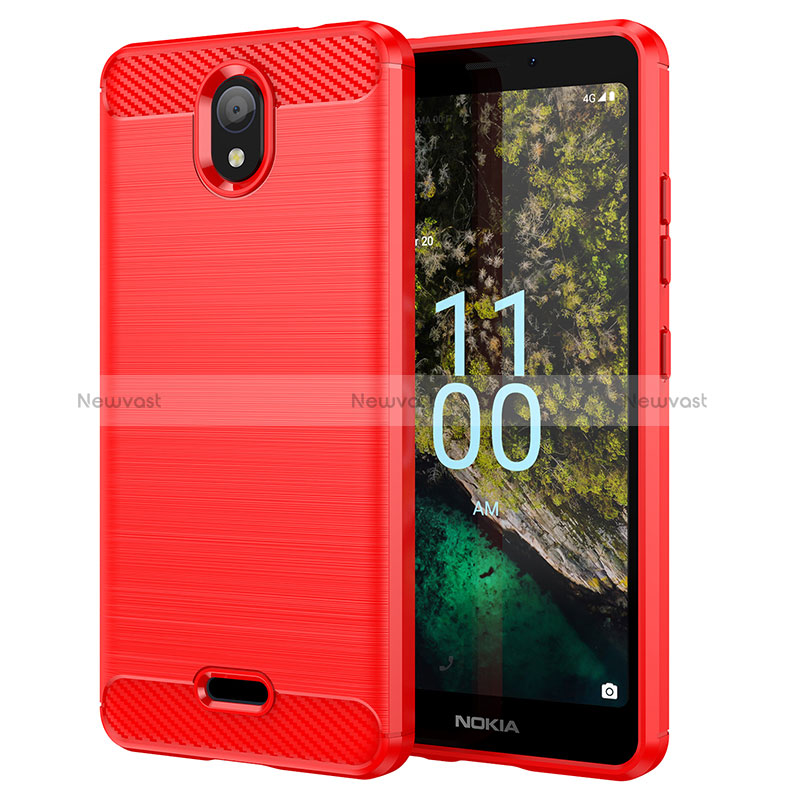 Silicone Candy Rubber TPU Line Soft Case Cover MF1 for Nokia C100 Red