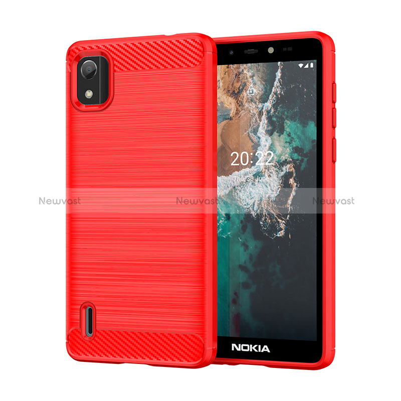 Silicone Candy Rubber TPU Line Soft Case Cover MF1 for Nokia C2 2nd Edition Red