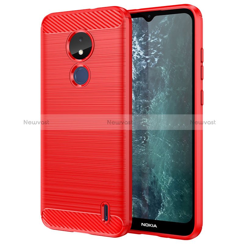 Silicone Candy Rubber TPU Line Soft Case Cover MF1 for Nokia C21 Red