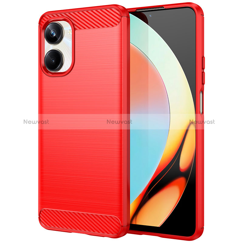 Silicone Candy Rubber TPU Line Soft Case Cover MF1 for Realme 10 Pro 5G Red