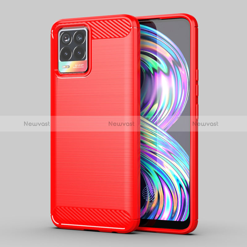 Silicone Candy Rubber TPU Line Soft Case Cover MF1 for Realme 8 4G Red