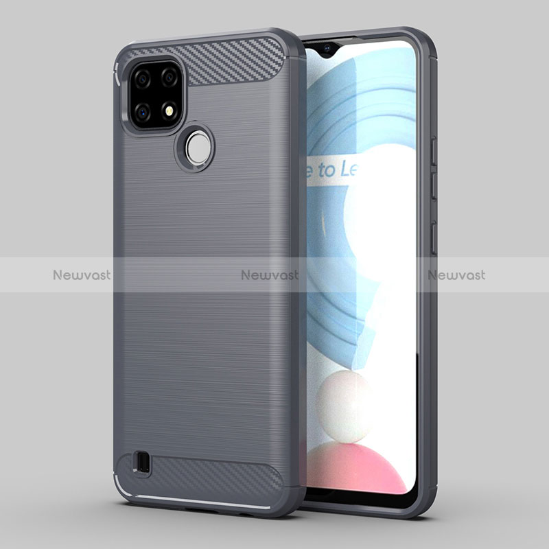 Silicone Candy Rubber TPU Line Soft Case Cover MF1 for Realme C25Y India Gray