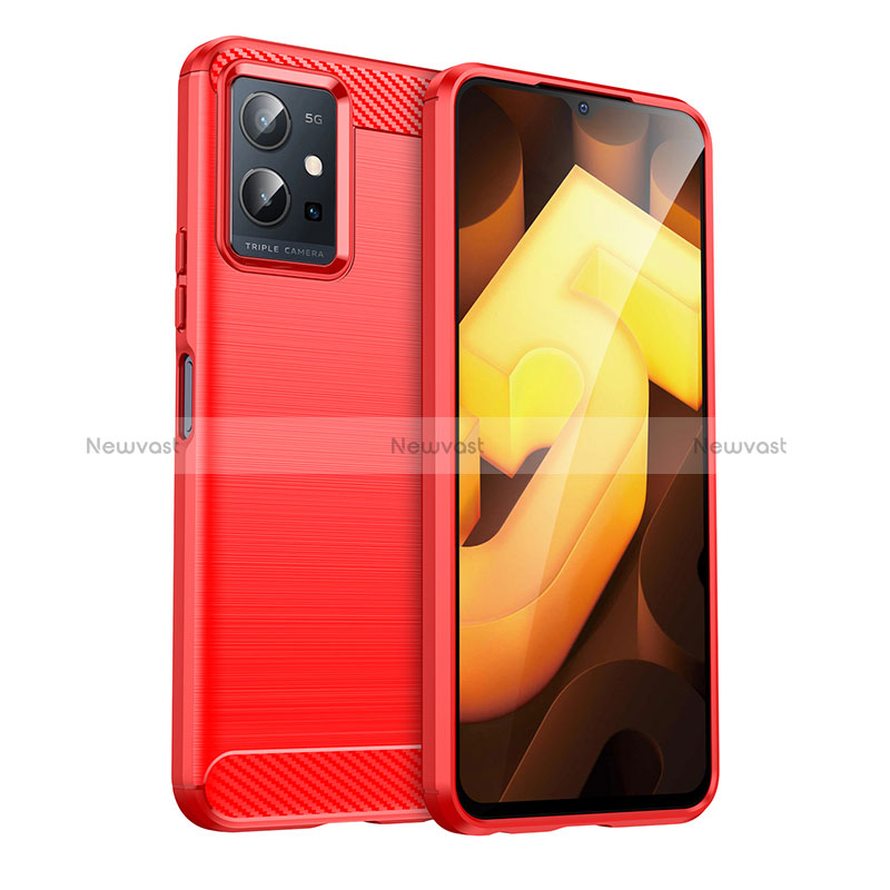 Silicone Candy Rubber TPU Line Soft Case Cover MF1 for Vivo T1 5G India Red