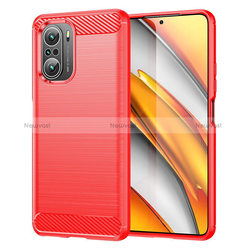 Silicone Candy Rubber TPU Line Soft Case Cover MF1 for Xiaomi Poco F3 5G Red