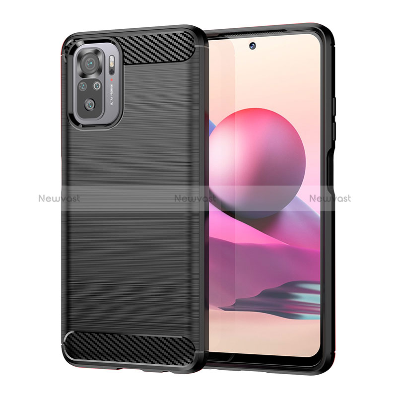 Silicone Candy Rubber TPU Line Soft Case Cover MF1 for Xiaomi Redmi Note 10 4G Black