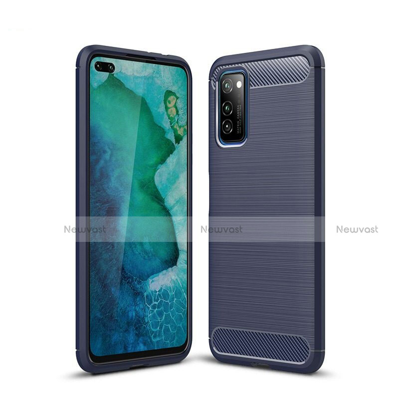 Silicone Candy Rubber TPU Line Soft Case Cover S01 for Huawei Honor View 30 5G Blue