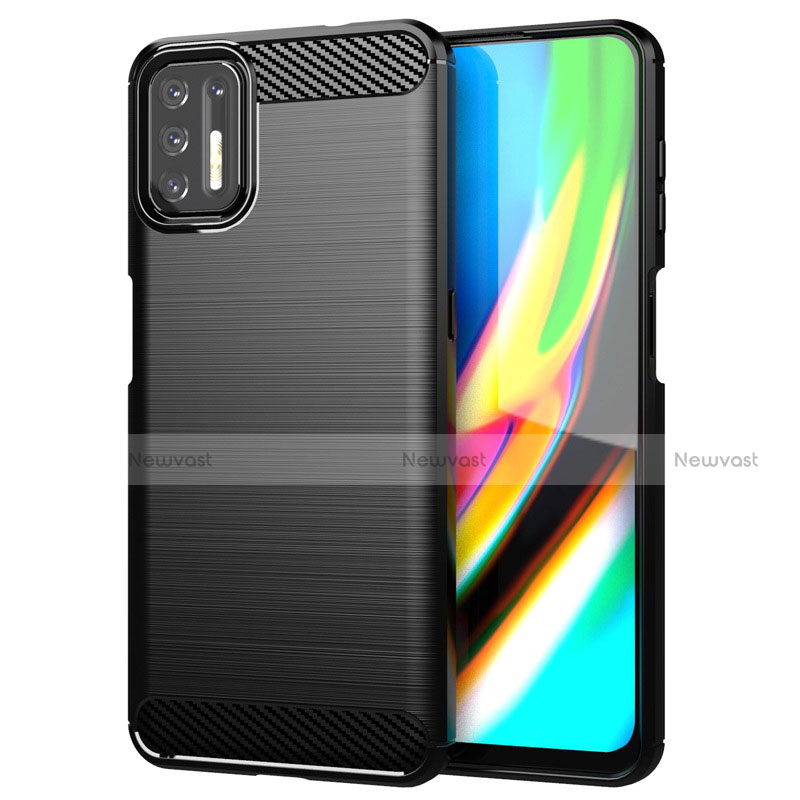 Silicone Candy Rubber TPU Line Soft Case Cover S01 for Motorola Moto G9 Plus Black