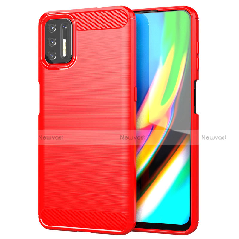 Silicone Candy Rubber TPU Line Soft Case Cover S01 for Motorola Moto G9 Plus Red