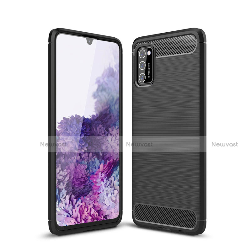 Silicone Candy Rubber TPU Line Soft Case Cover S01 for Samsung Galaxy A41 Black