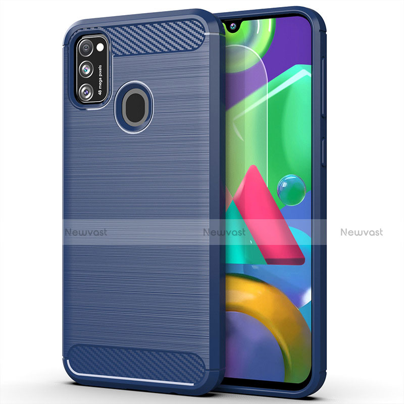 Silicone Candy Rubber TPU Line Soft Case Cover S01 for Samsung Galaxy M30s Blue