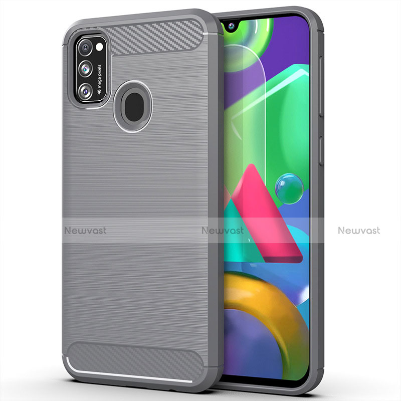 Silicone Candy Rubber TPU Line Soft Case Cover S01 for Samsung Galaxy M30s Gray