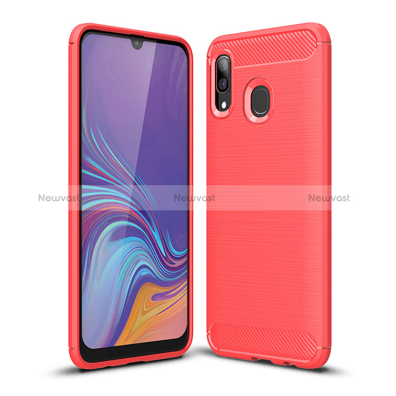 Silicone Candy Rubber TPU Line Soft Case Cover WL1 for Samsung Galaxy A30 Red