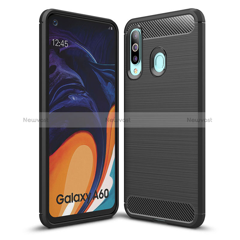 Silicone Candy Rubber TPU Line Soft Case Cover WL1 for Samsung Galaxy A60 Black