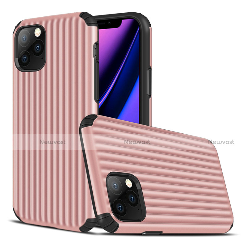 Silicone Candy Rubber TPU Line Soft Case Cover Z01 for Apple iPhone 11 Pro Max Rose Gold