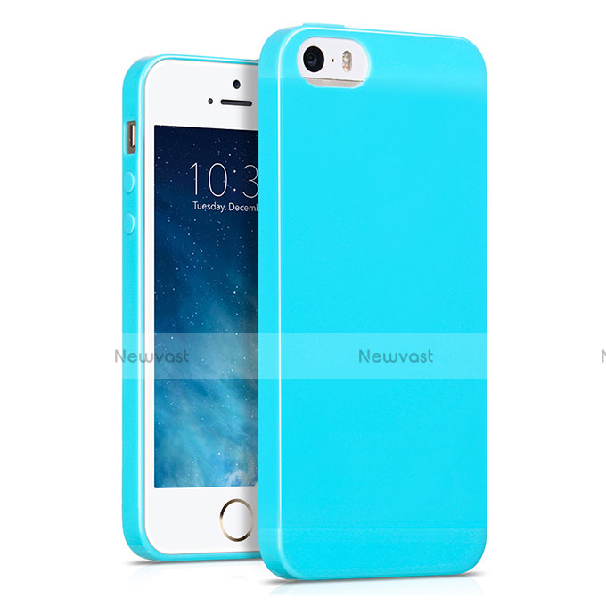 Silicone Candy Rubber TPU Soft Case for Apple iPhone 5S Sky Blue