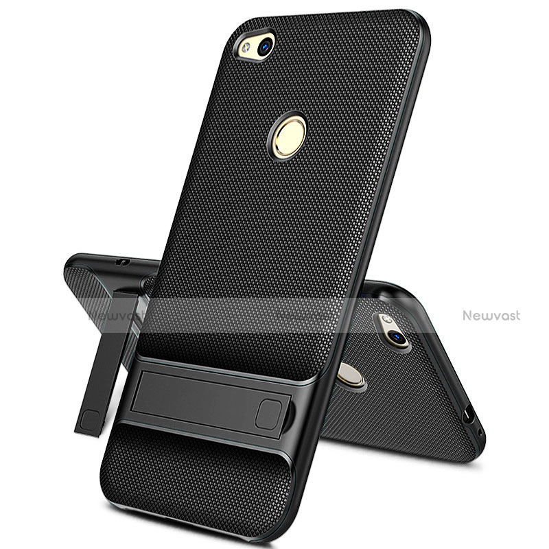 Silicone Candy Rubber TPU Soft Case with Stand for Huawei Nova Lite Black