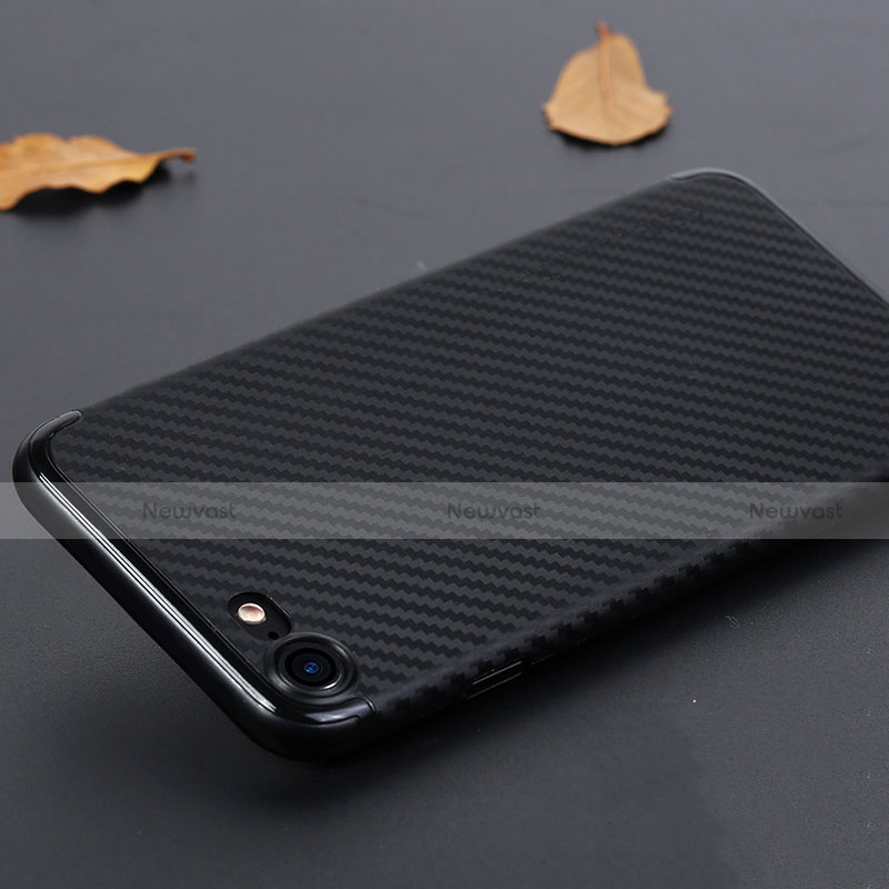 Silicone Candy Rubber TPU Twill Soft Case B02 for Apple iPhone 8 Black