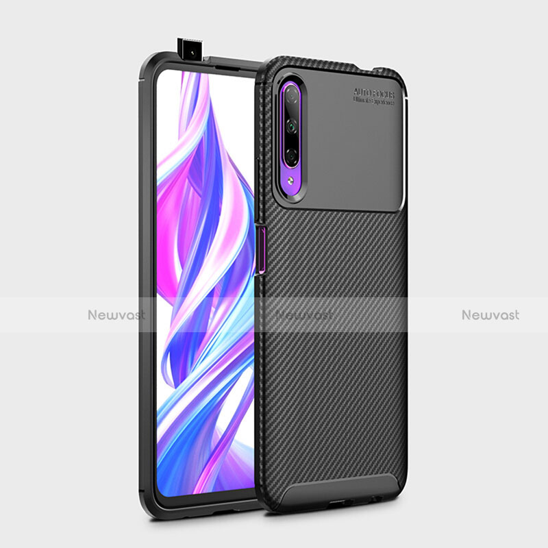 Silicone Candy Rubber TPU Twill Soft Case B02 for Huawei P Smart Pro (2019) Black