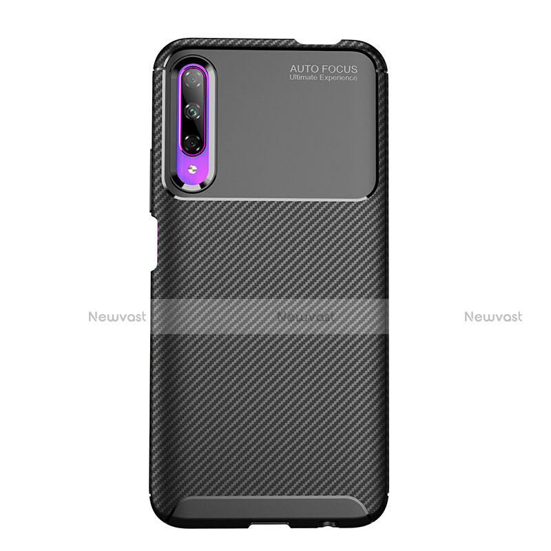 Silicone Candy Rubber TPU Twill Soft Case B02 for Huawei P Smart Pro (2019) Black