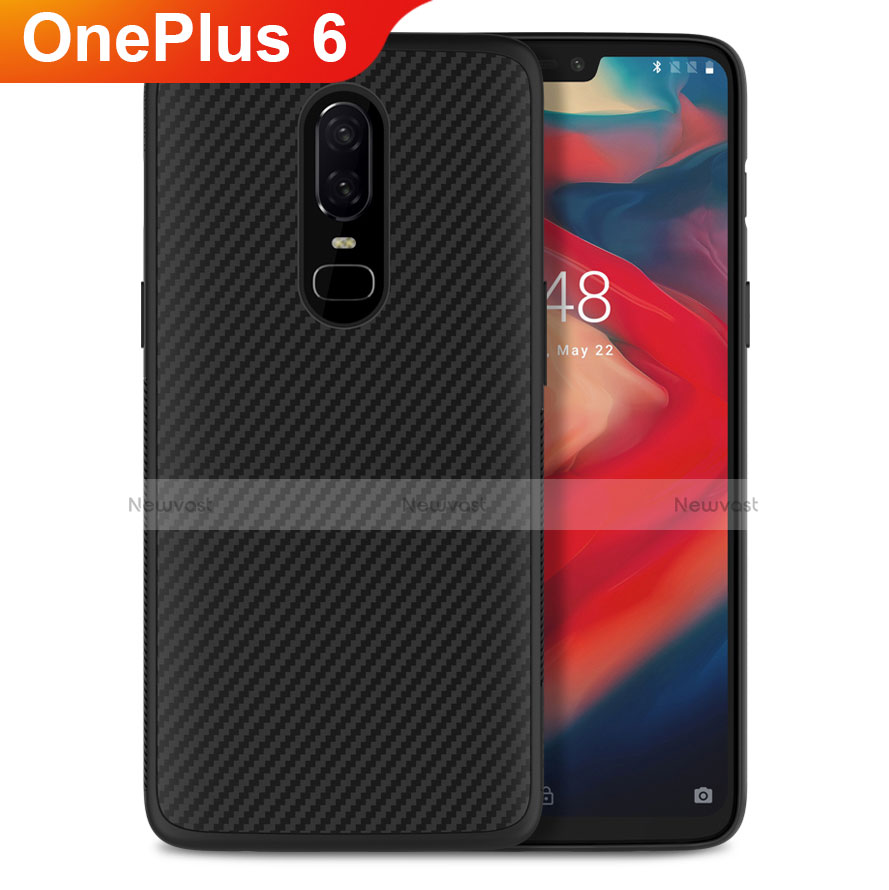 Silicone Candy Rubber TPU Twill Soft Case B02 for OnePlus 6 Black